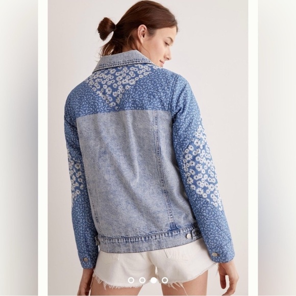 Avec Les Filles Floral Patchwork Blue Denim Jacket Size Xtra Small - Picture 9 of 10